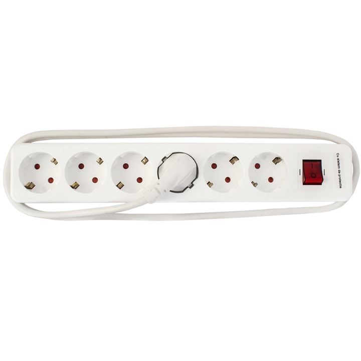 Разклонител Strohm 6 гнезда, защита от претоварване, 1.4 м