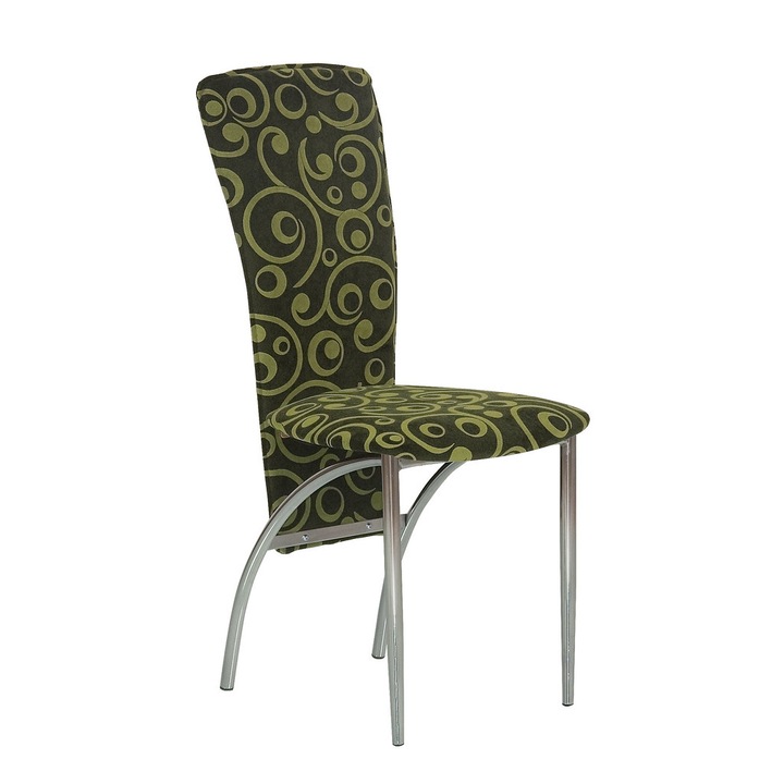 Scaun bucatarie Nora Chrome, Verde stofa