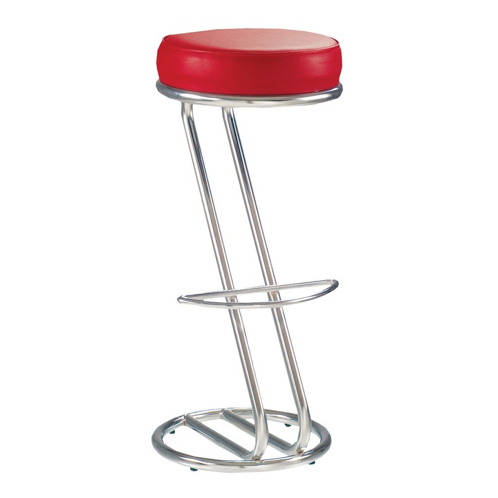 Scaun bar cafenea Tender Hoker, Rosu piele ecologica