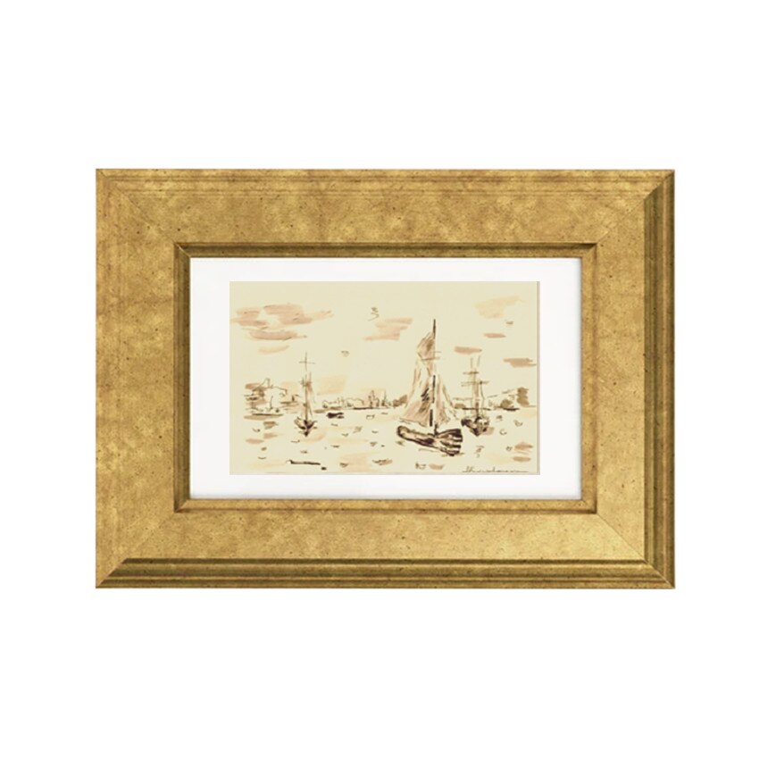 Tablou pictat manual, acrilic, Dimineata pe lac, 24 cm x 19 cm, inramat