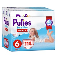 Scutece-chilotel Pufies Sensitive, Marimea 6, 15+ kg, 114 buc, Maxi pack x 3