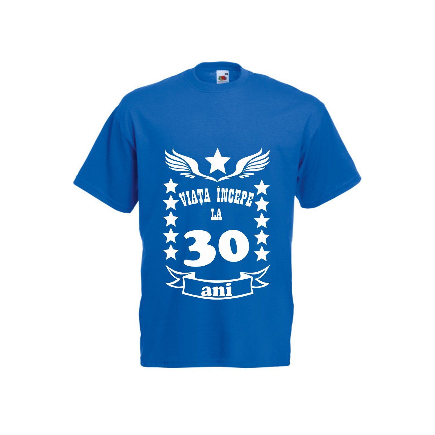 Tricou barbatesc personalizat viata incepe la 30 ani albastru L