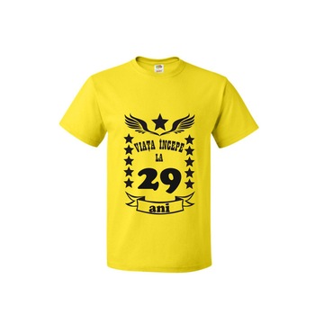 Tricou barbatesc personalizat viata incepe la 29 ani galben L Tricou barbatesc personalizat viata incepe la 29 ani galben L