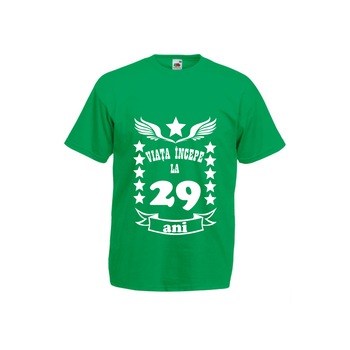 Tricou barbatesc personalizat viata incepe la 29 ani verde L Tricou barbatesc personalizat viata incepe la 29 ani verde L