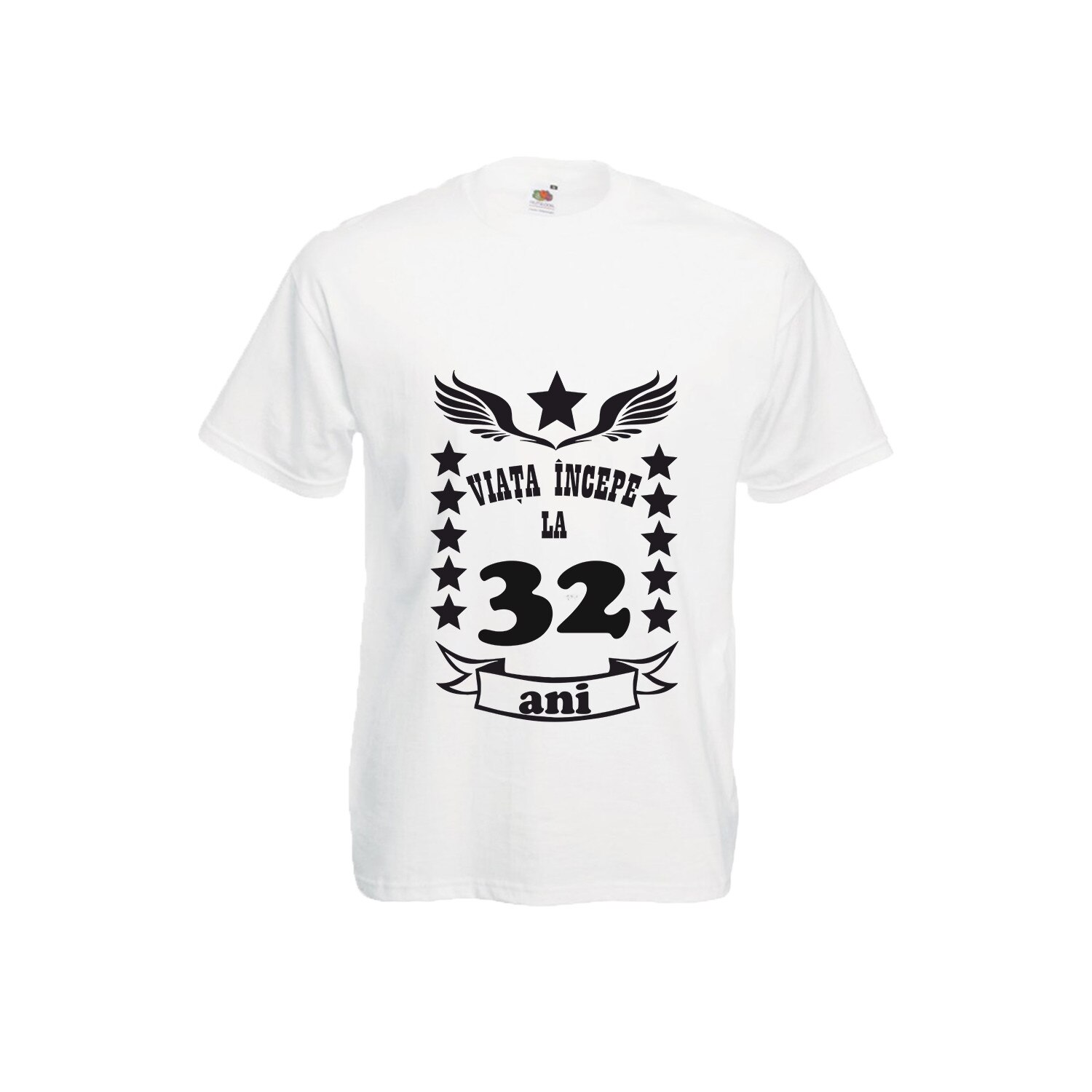 Tricou barbatesc personalizat viata incepe la 32 ani alb 2XL
