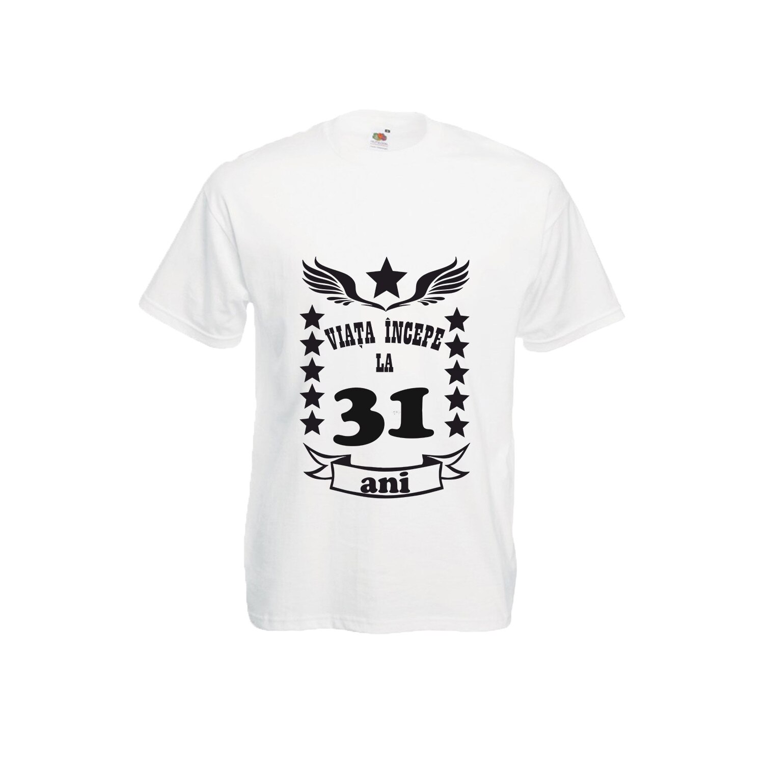 Tricou barbatesc personalizat viata incepe la 31 ani alb M
