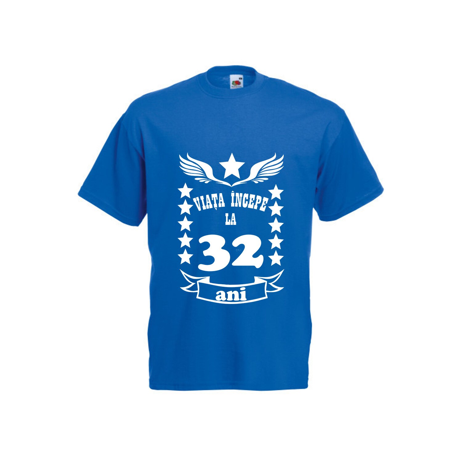 Tricou barbatesc personalizat viata incepe la 32 ani albastru M