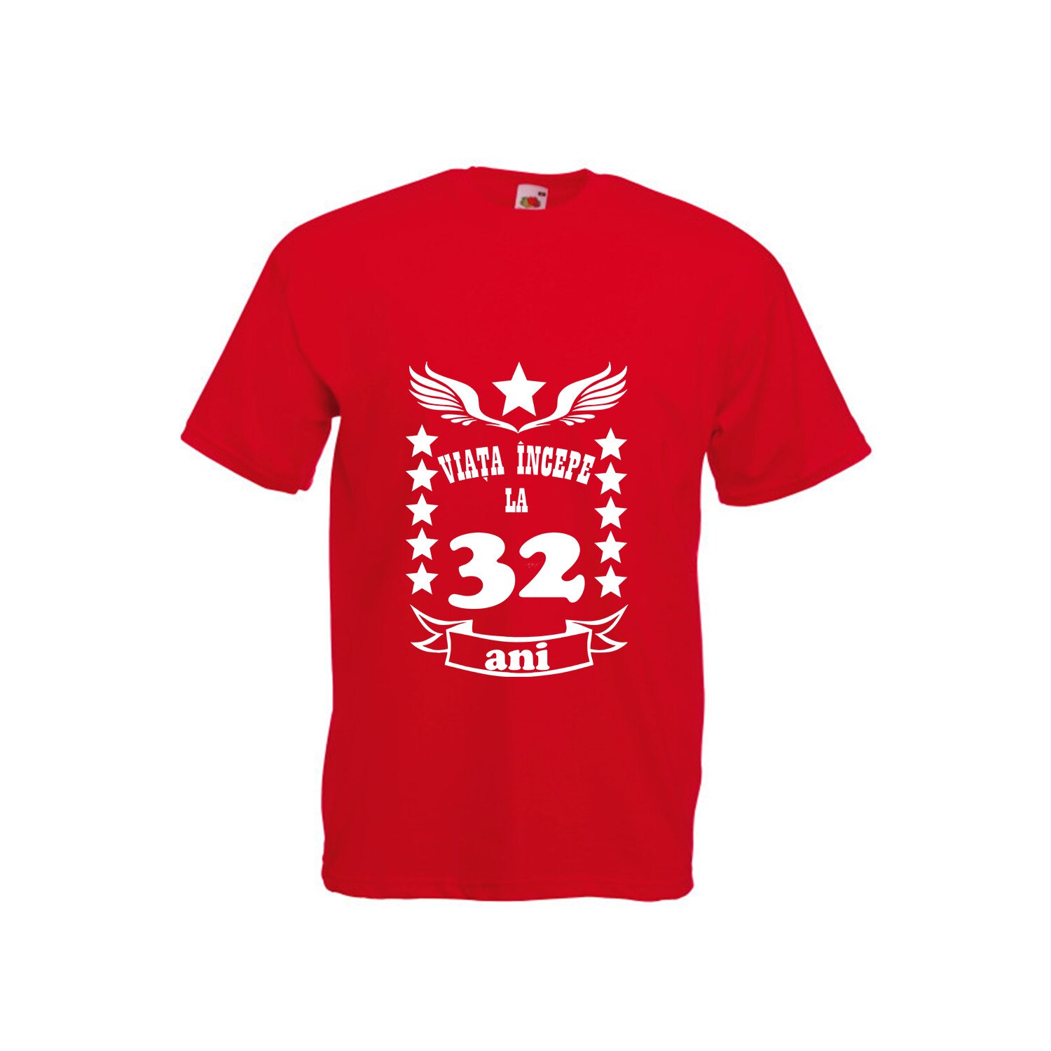 Tricou barbatesc personalizat viata incepe la 32 ani rosu M
