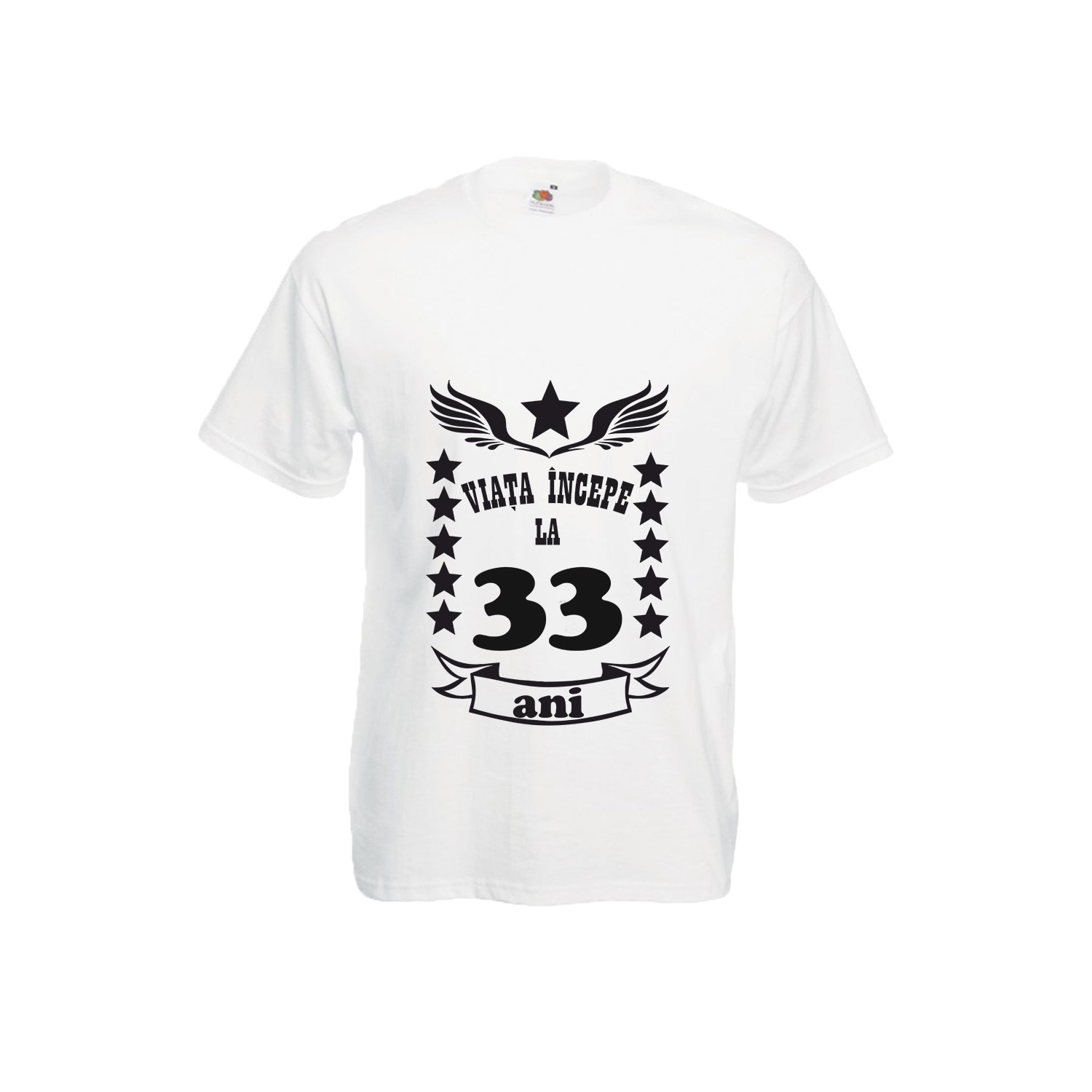 Tricou barbatesc personalizat viata incepe la 33 ani alb L