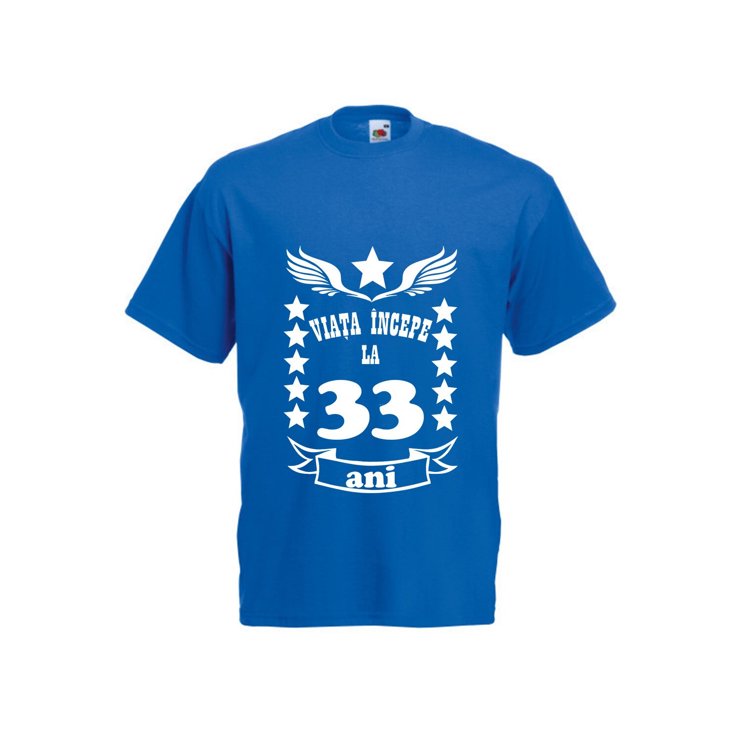 TTricou barbatesc personalizat viata incepe la 33 ani albastru M