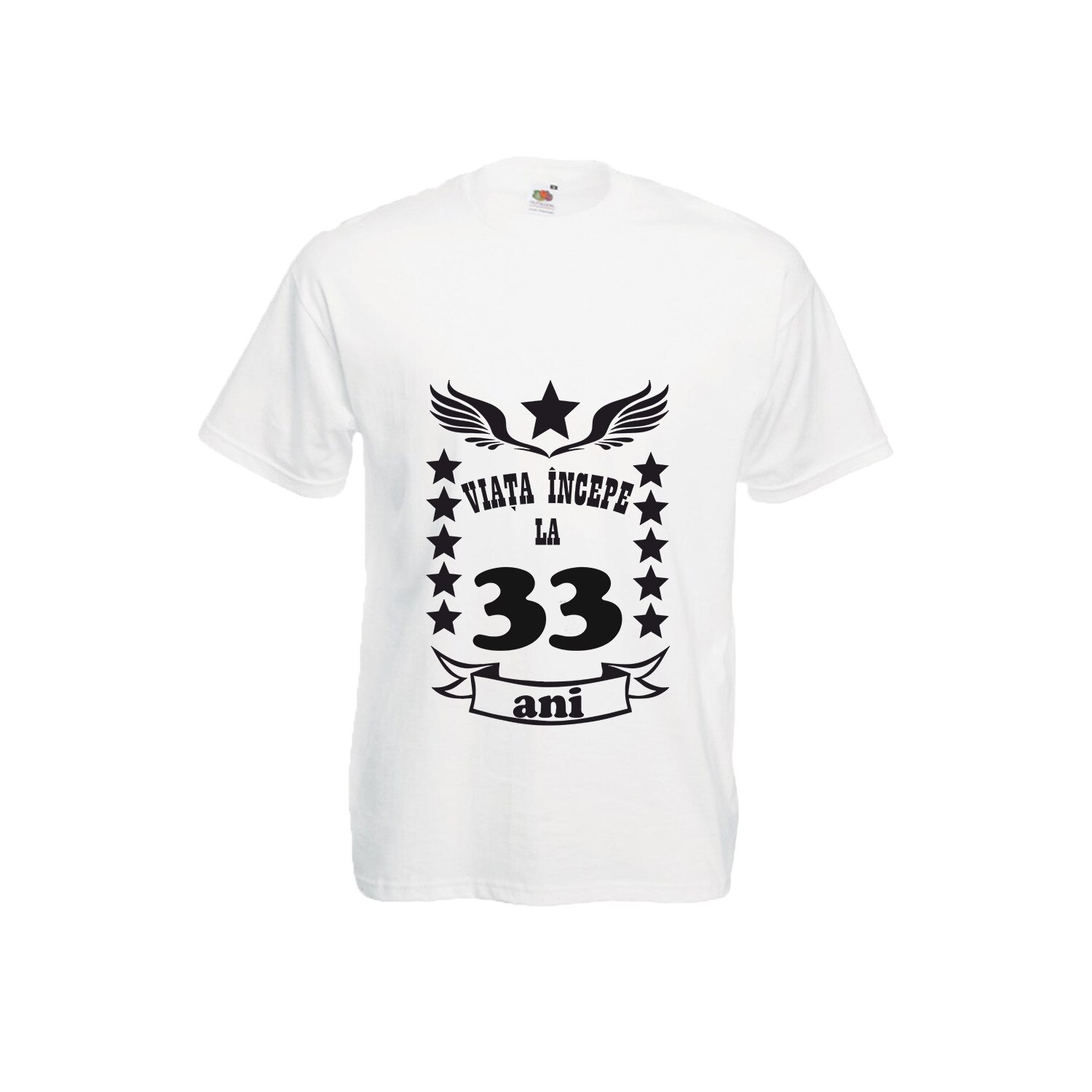 Tricou barbatesc personalizat viata incepe la 33 ani alb XL