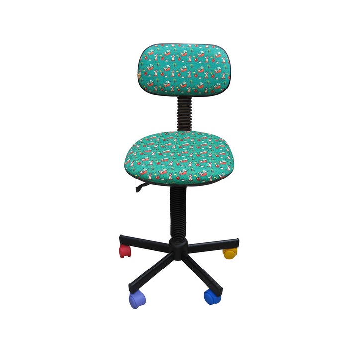 Scaun copii BAMBOO, Verde stofa cu model