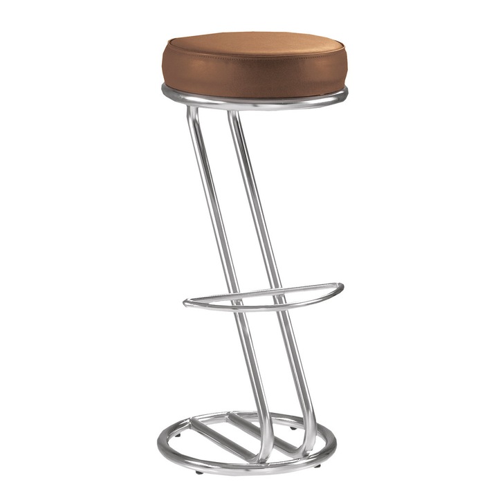 Scaun bar cafenea Tender Hoker, Concept Mobili, maro piele ecologica