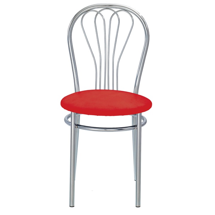 Scaun bucatarie Picard Chrome, Rosu piele ecologica