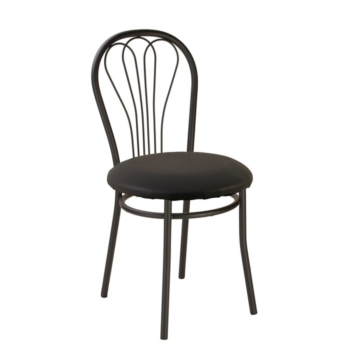 Кухненски стол Picard Black, Concept Mobili, черна екологична кожа