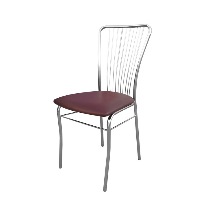 Кухненски стол Laval Chrome, Concept Mobili, тъмно бордо, екологична кожа