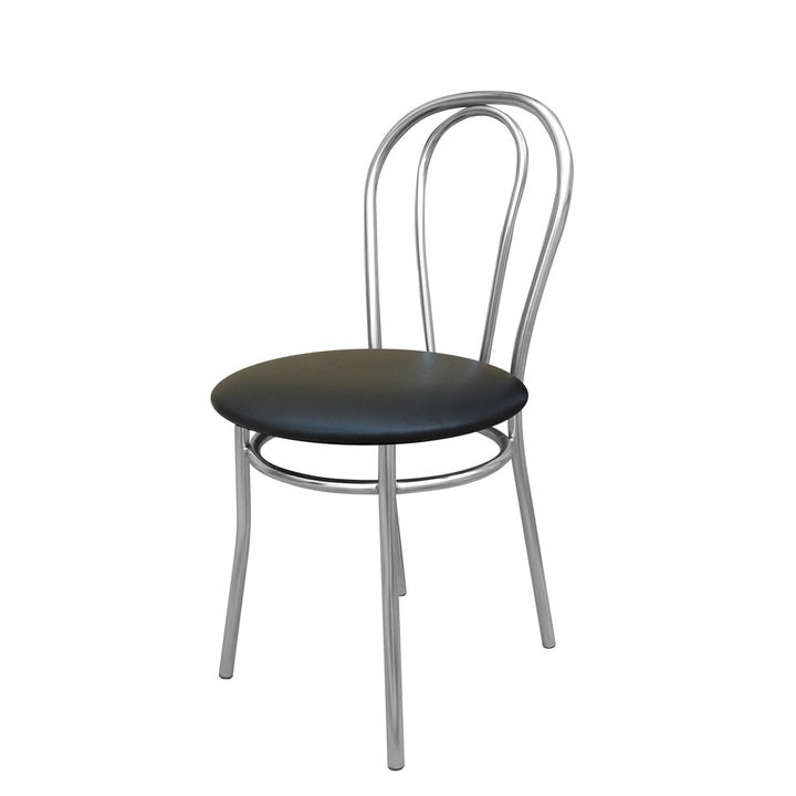 Scaun bucatarie Velvet Chrome, Negru piele ecologica