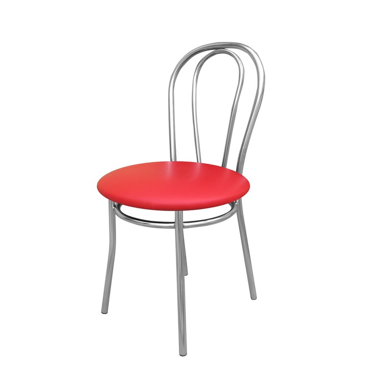 Scaun bucatarie Velvet Chrome, Rosu piele ecologica