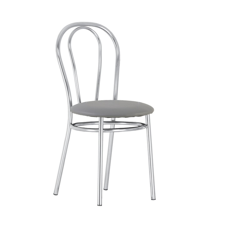 Scaun bucatarie Velvet Chrome, Gri piele ecologica