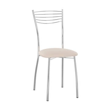 Scaun bucatarie VIOLA CHROME, Crem piele ecologica Scaun bucatarie VIOLA CHROME, Crem piele ecologica