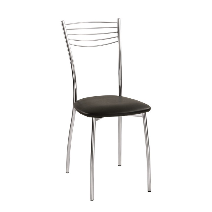 Scaun bucatarie VIOLA CHROME, Negru piele ecologica