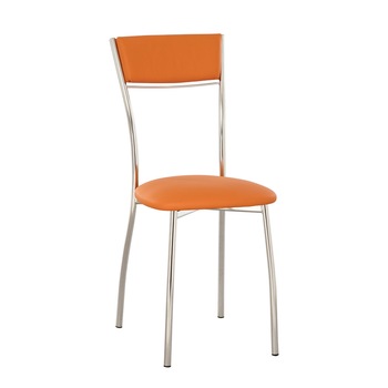 Scaun bucatarie VIOLA PLUS CHROME, Portocaliu piele ecologica Scaun bucatarie VIOLA PLUS CHROME, Portocaliu piele ecologica