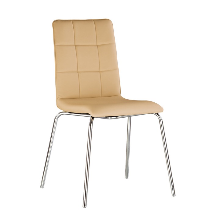 Konyhai szék Layla II Króm, Bézs ökológiai bőr