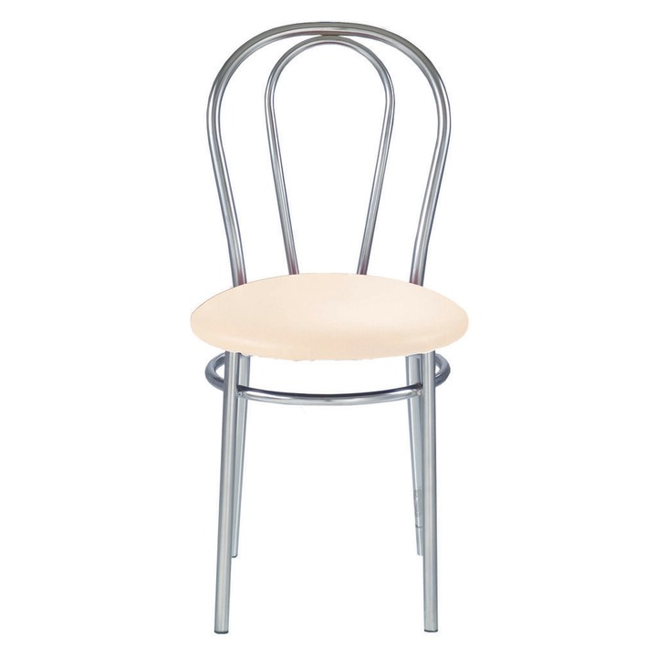 Scaun bucatarie Velvet Chrome, Crem piele ecologica