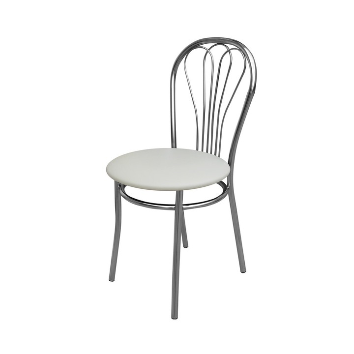 Scaun bucatarie Picard Chrome, Crem piele ecologica