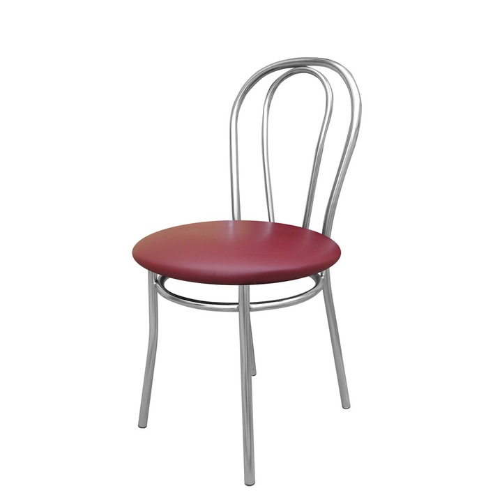 Scaun bucatarie Velvet Chrome, Visiniu piele ecologica