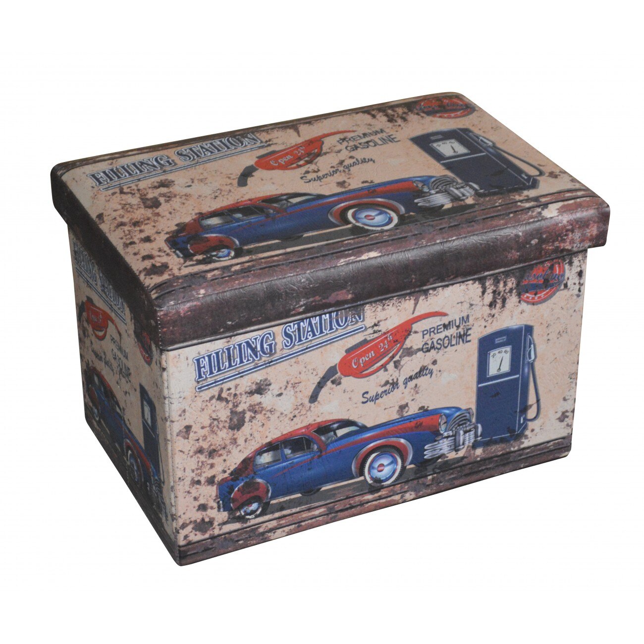 Taburet Design Vintage, piele ecologica, dimensiune 48 x 32 cm