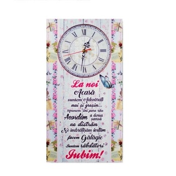Tablou personalizat cu mesaj si ceas - La noi acasa Tablou personalizat cu mesaj si ceas - La noi acasa