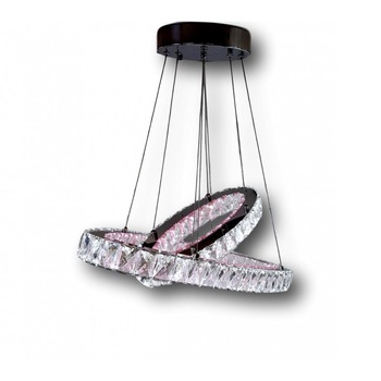 Lustra LED 36W Cristal PINK 2 Segmente Ovale Lustra LED 36W Cristal PINK 2 Segmente Ovale