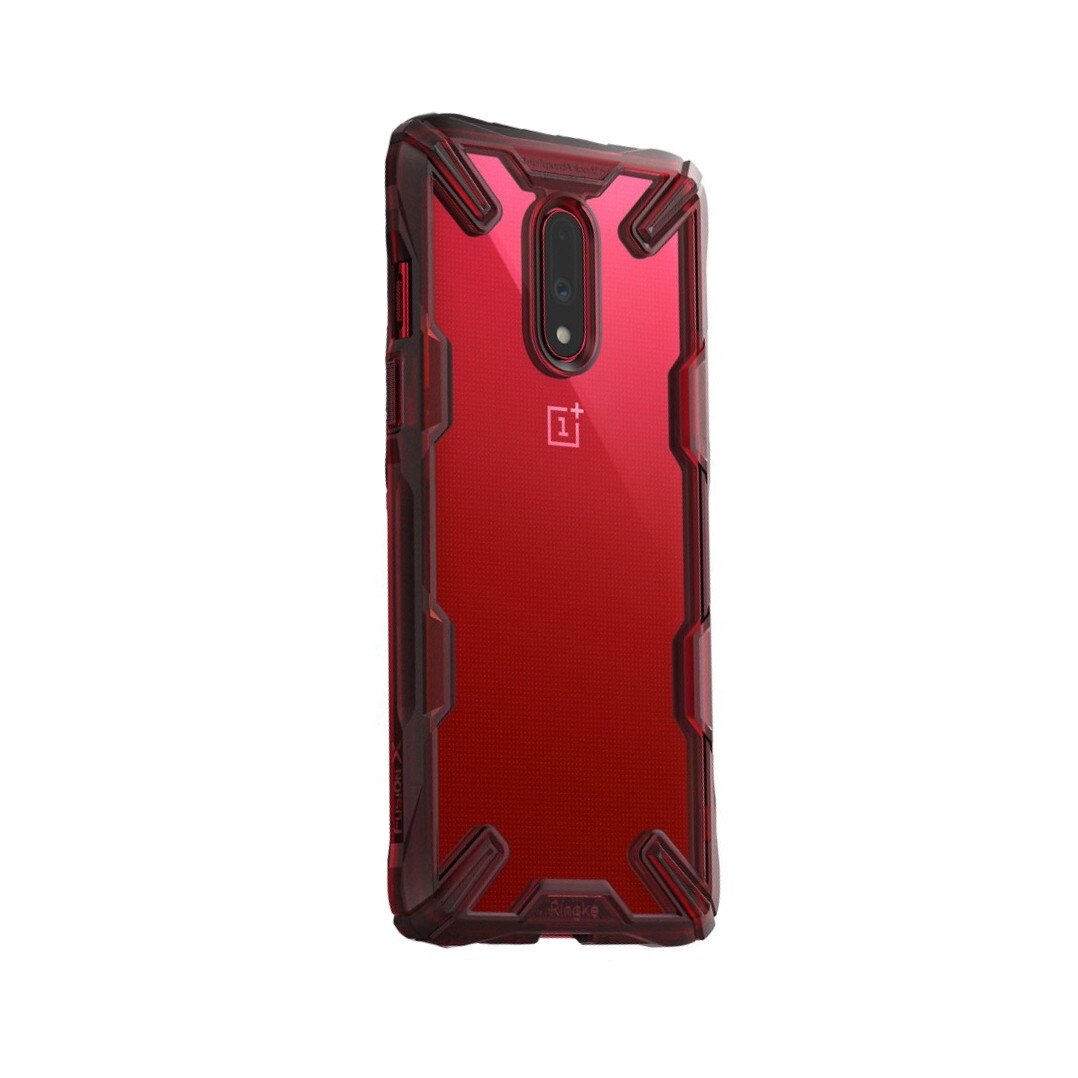 Husa OnePlus 7 Ringke FUSION X Transparent/Rosu