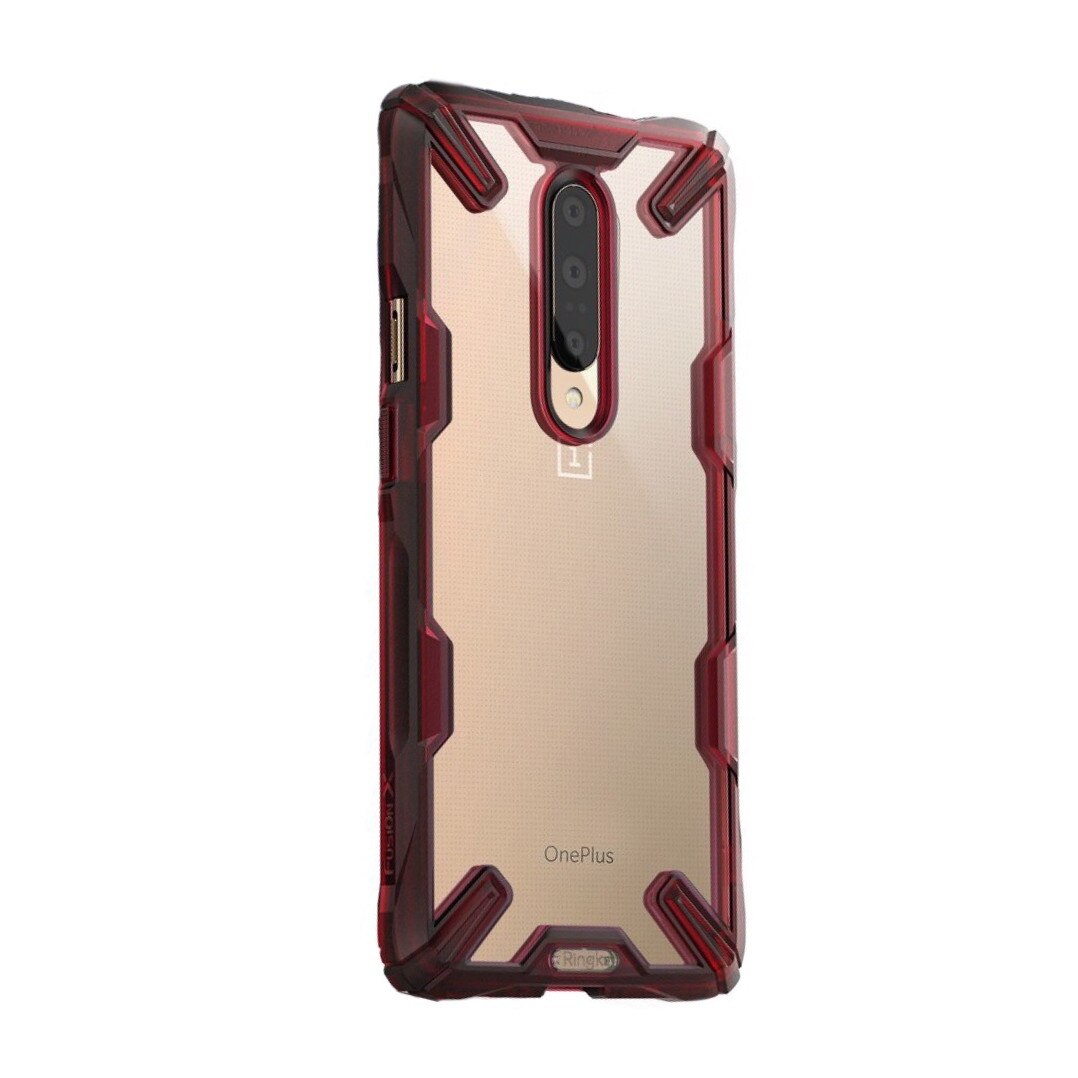 Husa OnePlus 7 Pro Ringke FUSION X Transparent/Rosu
