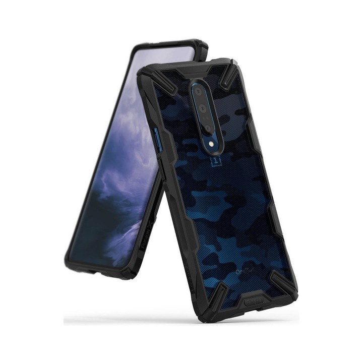 Защитен гръб Ringke Fusion X Design, за OnePlus 7 Pro, Camouflage Прозрачно / черно