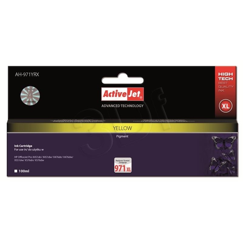 Cartus compatibil HP 971 XL Yellow pentru HP CN628AE, 100 ml, Premium Activejet, Garantie 5 ani