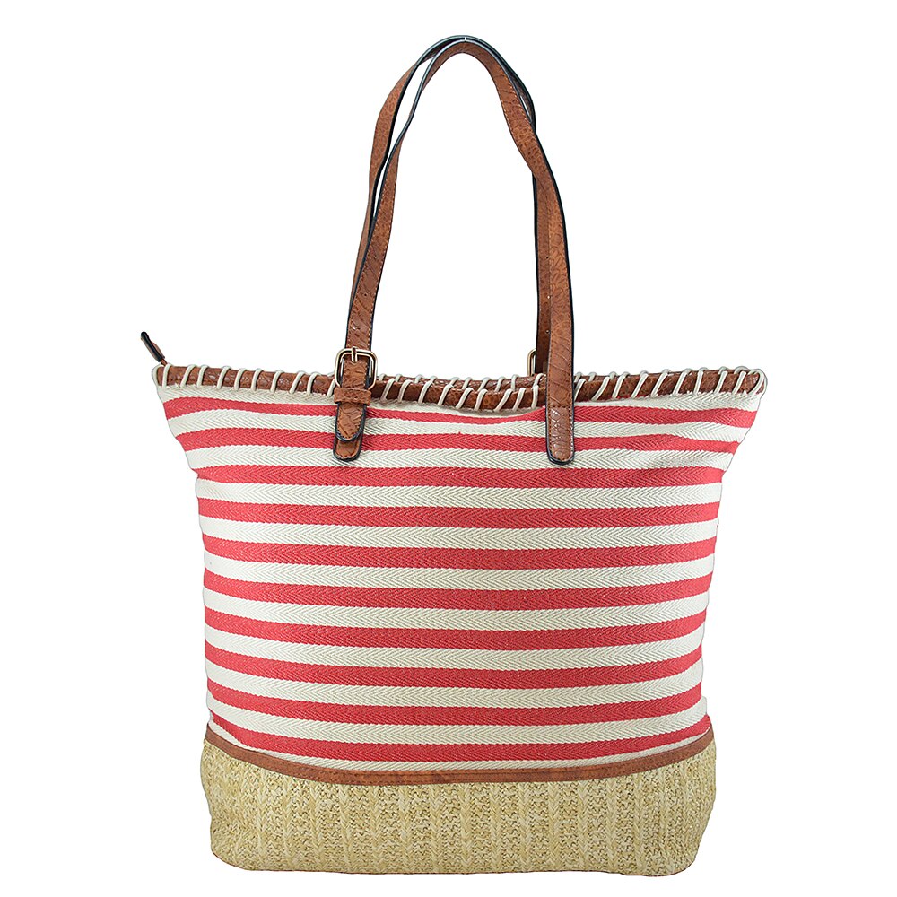 Geanta shopping Chantal cu dungi rosii