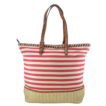 Geanta shopping Chantal cu dungi rosii Geanta shopping Chantal cu dungi rosii