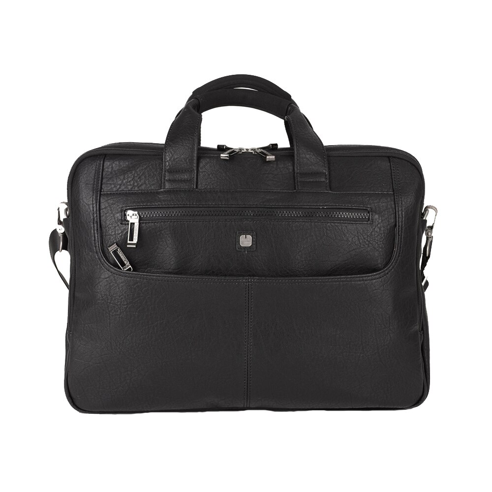 Geanta servieta/ de umar business casual Gabol, piele ecologica neagra, laptop 15,6 inch, colectia Report 410330
