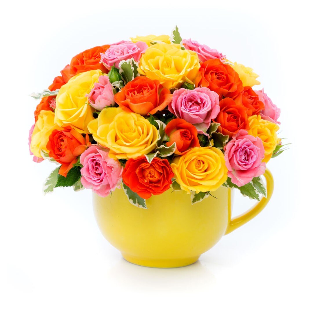 Cana ceramica cu minirosa colorata