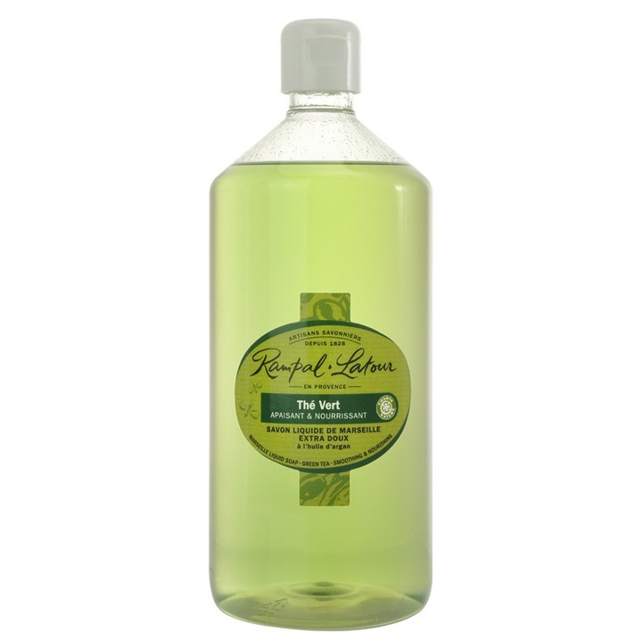 Сапун Rampal Latour, 100% растителен зелен чай, Течен, Марсилски, 1л