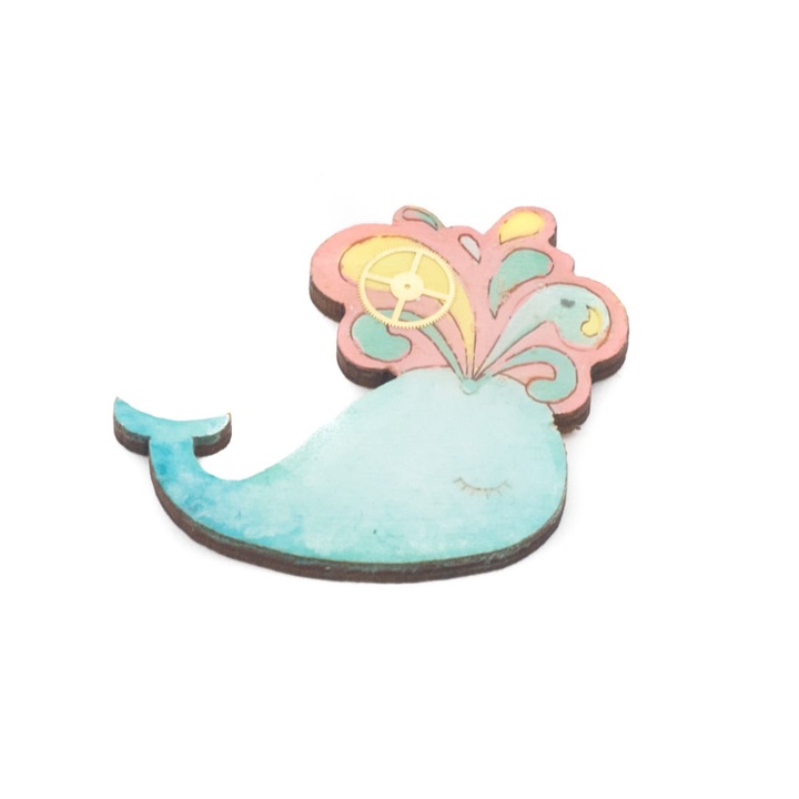 ArtMyWay fa kitűző, bálna minta, Többszínű, 5.5 cm