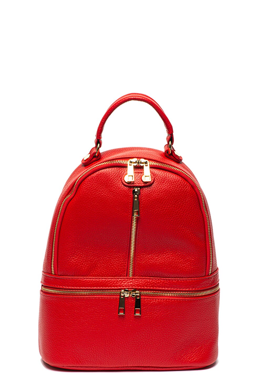 Chiara Canotti, Rucsac de piele, cu buzunare cu fermoar, Rosu