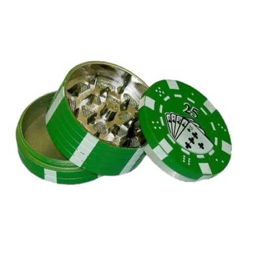 Grinder tocat tutun 40 mm, metalic, Poker Chips Verde