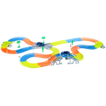 Pista luminoasa cu 2 masinute MalPlay, 360 piese Pista luminoasa cu 2 masinute MalPlay, 360 piese