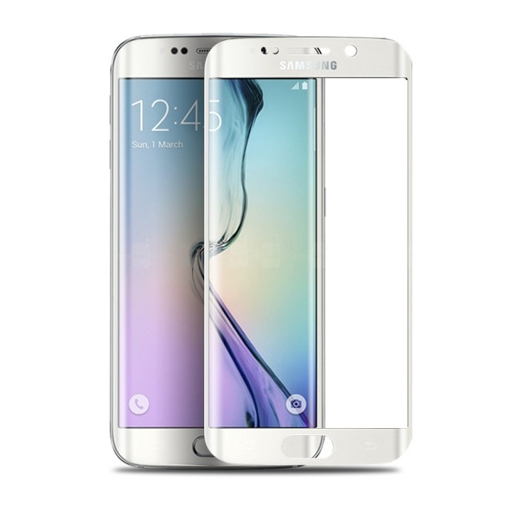 Стъклен протектор Omni Full Cover за Samsung Galaxy S6 Edge, Бял