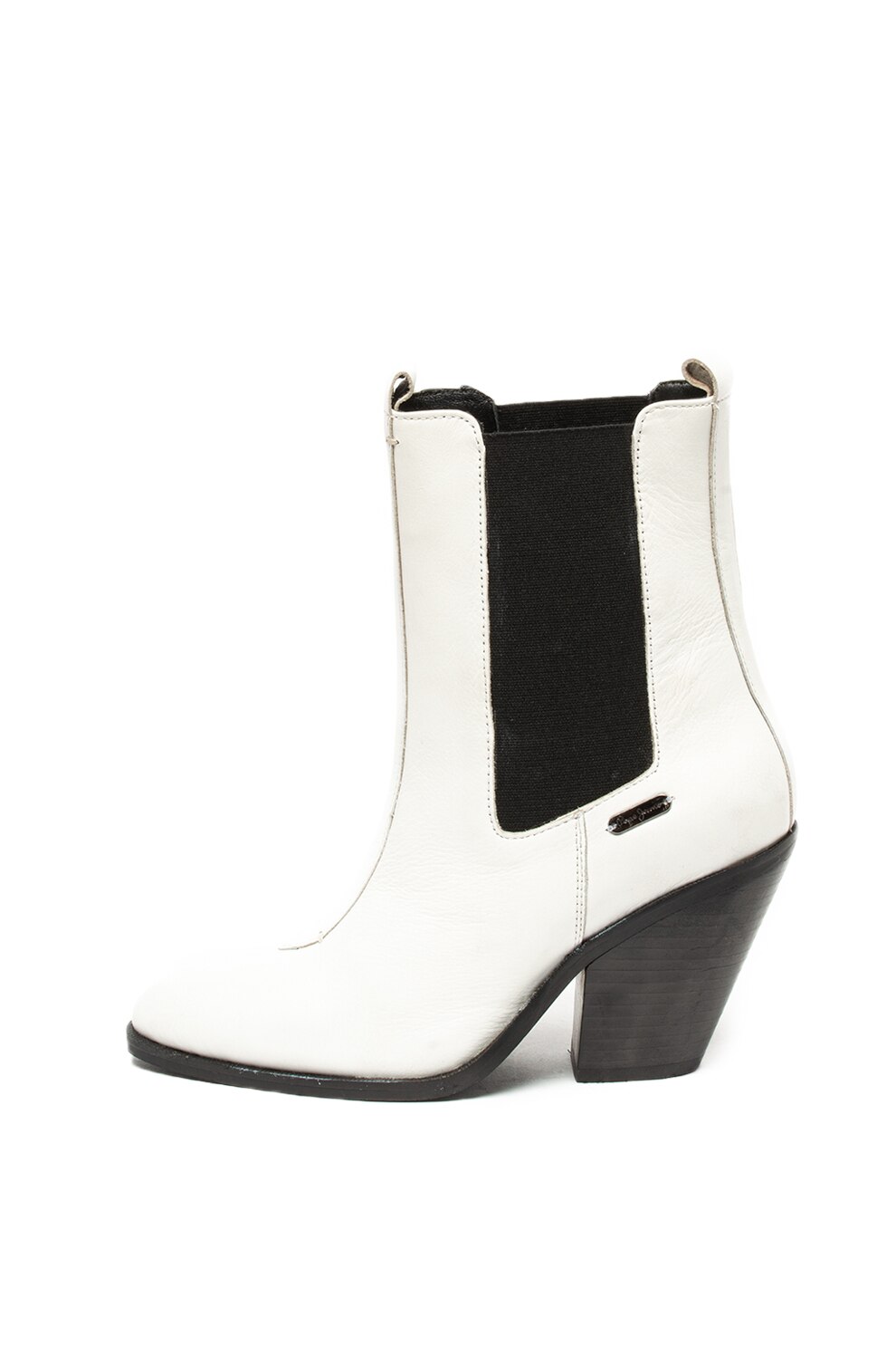 Pepe Jeans London, Botine de piele Hampstead, Alb, 41
