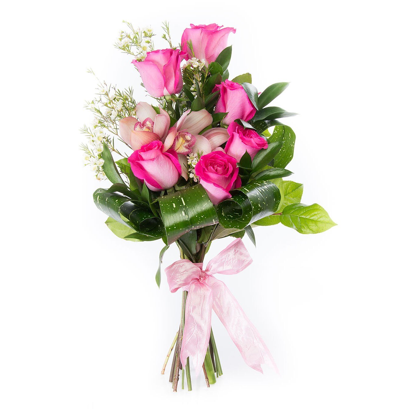 Trandafiri roz si orhidee imperiala