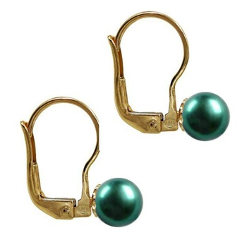 Cercei Aur Galben de 14 karate si Perle Naturale Verde Smarald Premium Cercei Aur Galben de 14 karate si Perle Naturale Verde Smarald Premium